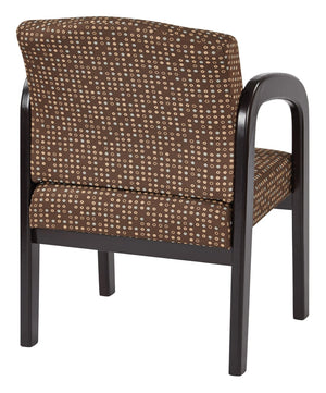 OSP Home Furnishings Espresso Wood Visitor Chair with Padded Seat Lumbar Support for Office or Lobby Use WD388-K104