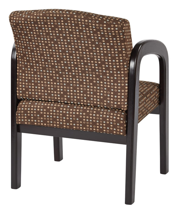 OSP Home Furnishings Espresso Wood Visitor Chair with Padded Seat Lumbar Support for Office or Lobby Use WD388-K104