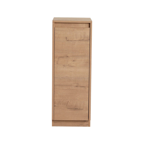 English Elm 12" Slim Freestanding Cabinet Oak Finish Soft Close Door Adjustable Shelves Bathroom W999P406013
