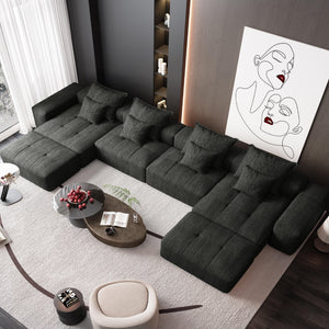 English Elm Modern Oversized Modular Sectional Sofa - Plush Chenille, 8 Pillows, No Assembly, Stylish Comfort! W1885S00070