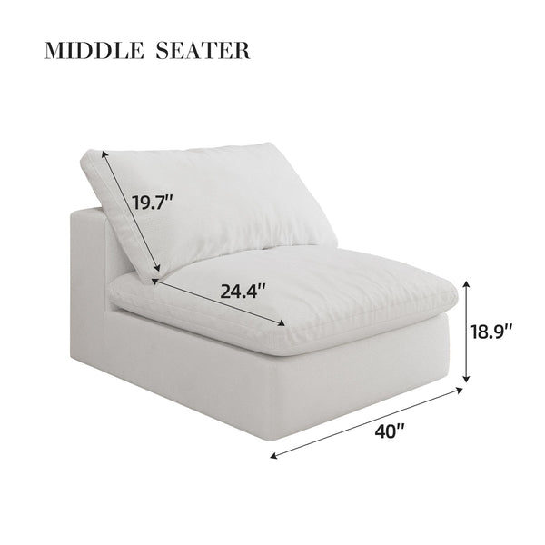 English Elm sofa Antique White Modular Middle Seater with Feather-Filled Cushions, Zippered Covers, Durable Frame W2824P198521