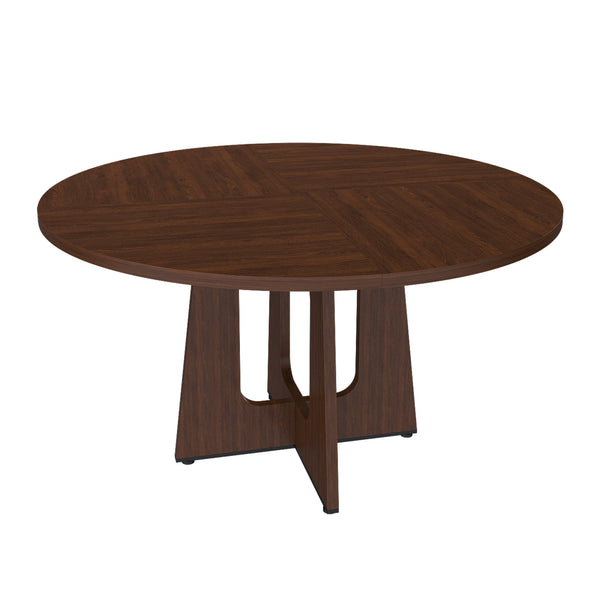 English Elm Round 47" Spiced Table - 4-6 Seat Walnut Farmhouse Dining Table, 300lb MDF Top, Easy Assembly W2700P331235