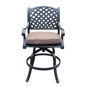 English Elm Cast Aluminum Counter Stools With Cushions, Set Of 2 – Durable, Weather-Resistant, Elegant Design B010P278346