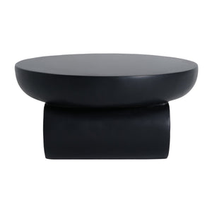 English Elm 27.5" Sculptural Round Coffee Table Hand-painted Gloss Finish for Modern Living Rooms Black N772P384682B