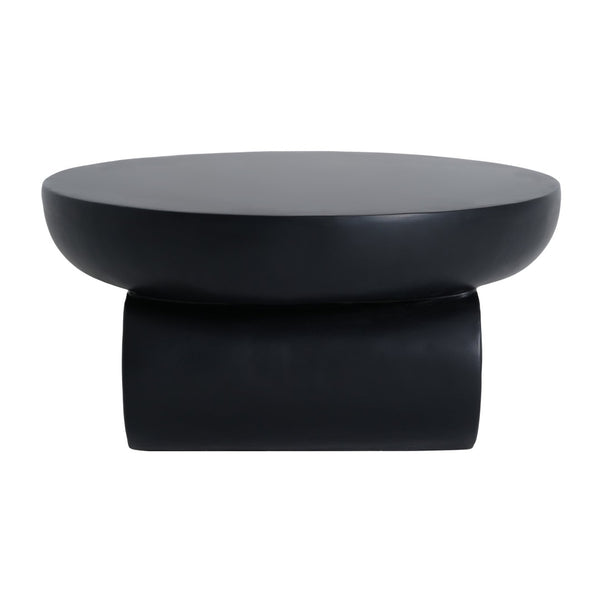 English Elm 27.5" Sculptural Round Coffee Table Hand-painted Gloss Finish for Modern Living Rooms Black N772P384682B