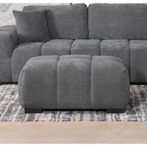 English Elm Plather Grid Tufted Upholstered Ottoman with Waterfall Cushioning for Living Rooms Charcoal Grey B062P447955