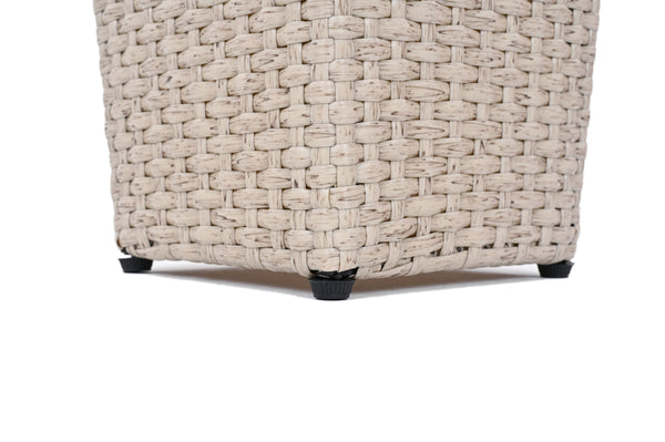 English Elm Christopher Knight Home® - Outdoor PE Wicker Flower Pots Set — 2 Beige PE Rattan Planters with Iron Frame, Drainage, No Assembly N772P247720E