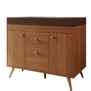 English Elm 36" Freestanding Bathroom Vanity Sintered Stone Top Ceramic Sink Stainless Steel Legs Brown,Gold,Walnut,White W3136S00075