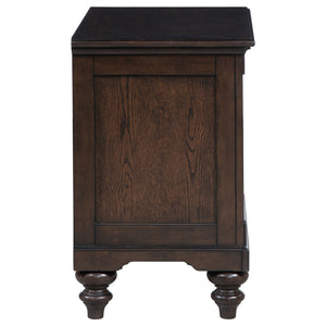 English Elm Berwick Dark Oak nightstand with drawer and open cubby, cable pass-through, rustic wood grain finish B062P374135
