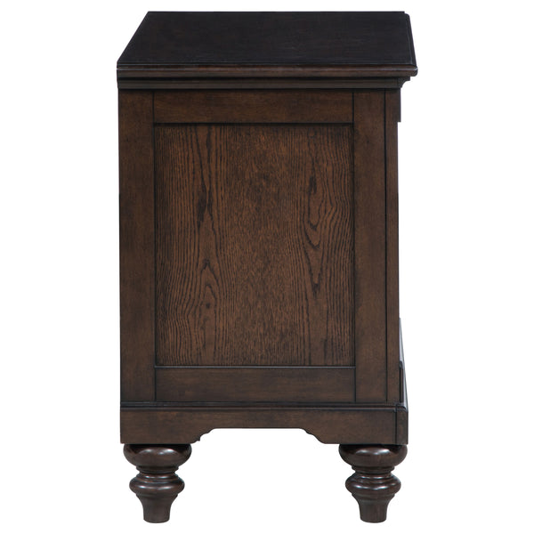 English Elm Berwick Dark Oak nightstand with drawer and open cubby, cable pass-through, rustic wood grain finish B062P374135
