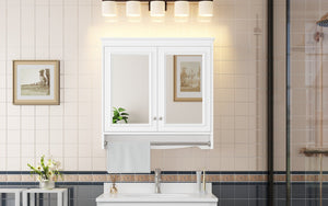 English Elm 3-in-1 Wall Mounted Medicine Cabinet with Soft Close Door Adjustable Shelves and Towel Bar White N710P405415K