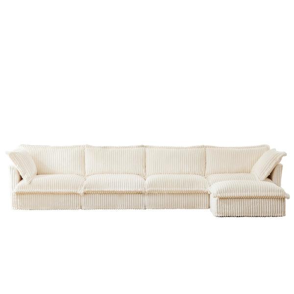 English Elm Slipcovered L-Shaped Sectional Sofa - Cream Corduroy, Deep Seats & Washable Covers, Perfect For Modern Living W3041S00025-GIGA