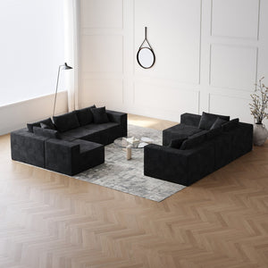 English Elm 188-Inch Corduroy Modular L Shaped Sectional Sofa with Extra-Wide Seating, No Assembly Required Black W834S00473