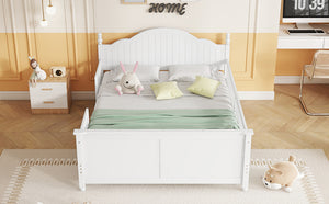 English Elm Full Solid Wood Kids Platform Bed with Guardrail, Low-Profile Durable Pine & MDF, 350LB Capacity White 60.24 L x 23.74 W x 6.5 H W2593P339598