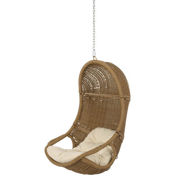 English Elm Christopher Knight Home® - Berkshire Woven Hanging Chair With 8Ft Adjustable Chain – Cozy Indoor/Outdoor Seat With Cushions 70842.00BGE