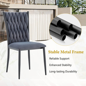 English Elm Elegant Velvet Tufted High Back Dining Chair with Tapered Metal Legs for Modern Rooms W3875P401461