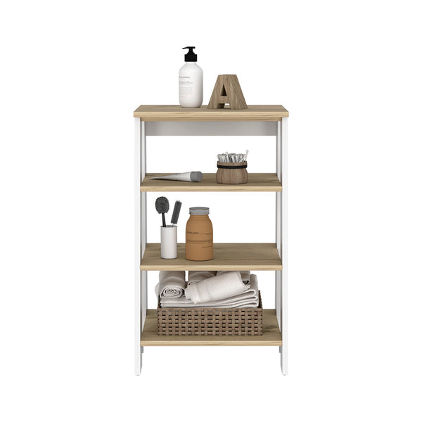 English Elm St. Clair Linen Cabinet with One-Door Design, Two Interior Shelves & Two Open Display Shelves, Stylish Engineered Wood Storage Multicolor 36 L x 20 W x 4 H B070P188853
