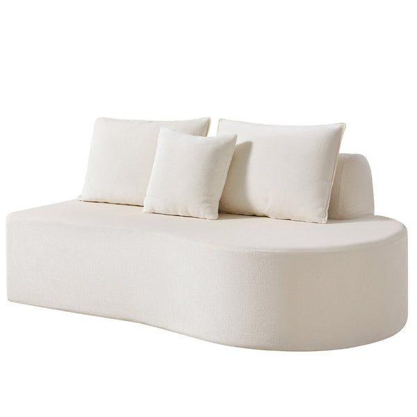 English Elm 138.6" Curved Modular Sectional Sofa Low Profile High Density Foam Living Room Lounge Beige N767P366006B
