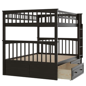 English Elm Full Over Bunk Bed Convertible Pine Frame with Storage Drawers for Kids Rooms Espresso GX000241AAP