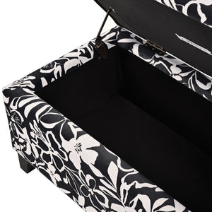 English Elm Christopher Knight Home® - Luxury Storage Ottoman with Floral Patterned Fabric, Soft-Close Hinges, Hidden Compartment for Blankets and Seating Comfort Black Floral,White N767P257582W