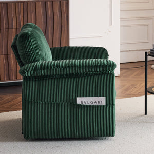 English Elm 33 Inch Oversized Swivel Corduroy Lounge Chair with Plush Chenille Cushioning and Support Springs Green W1829P265011