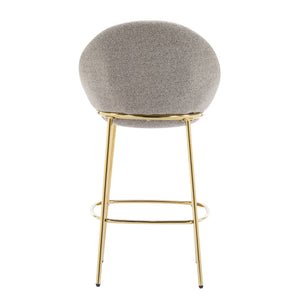 English Elm Christopher Knight Home® - Celano Upholstered Metal Barstool Set of 2 with Plush Rounded Seat, Semi‑Enclosed Backrest, Durable Frame Beige+Gold N775P268055B