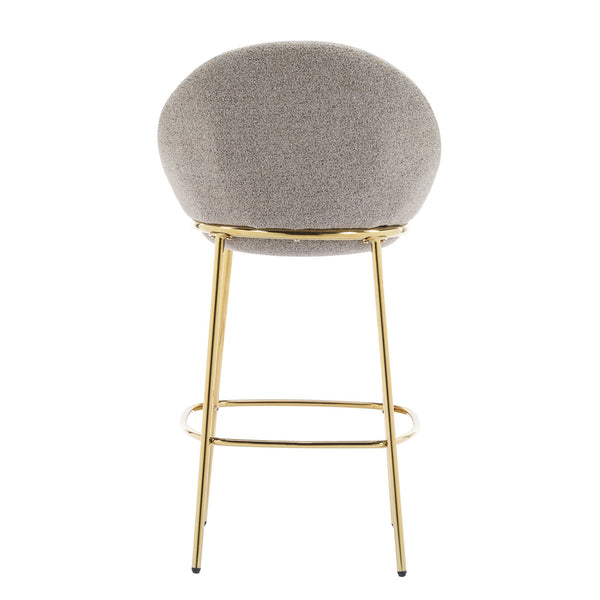 English Elm Christopher Knight Home® - Celano Upholstered Metal Barstool Set of 2 with Plush Rounded Seat, Semi‑Enclosed Backrest, Durable Frame Beige+Gold N775P268055B