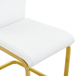 English Elm Modern Cantilever Gold Frame Pu Leather Dining Chairs Glam Set of Four Gold,White W3875P372858
