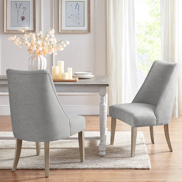 JLA Home Martha Stewart - Upholstered Chenille Dining Chairs Set of 2 — Farmhouse Distressed Wood Legs, Plush Curved Comfort, Versatile Seating MT108-0160