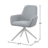 English Elm Fabric Upholstered Swivel Dining Arm Chair, Light Grey