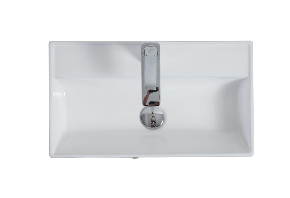 English Elm 21.6" Glossy White Ceramic Vessel Sink Rectangular Basin for Modern Bathroom Vanity W1573P224469