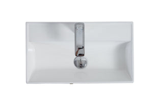 English Elm 21.6" Glossy White Ceramic Vessel Sink Rectangular Basin for Modern Bathroom Vanity W1573P224469