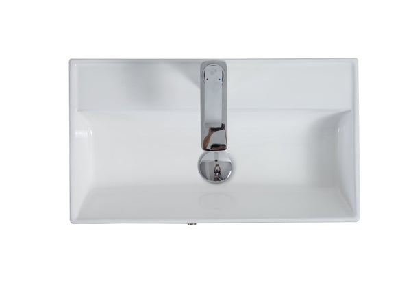 English Elm 21.6" Glossy White Ceramic Vessel Sink Rectangular Basin for Modern Bathroom Vanity W1573P224469