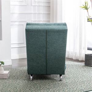English Elm Linen Ergonomic Massage Chaise Lounge with Remote Control, 140° Recline, Foam Cushion Comfort and Sturdy Frame Teal W39539623