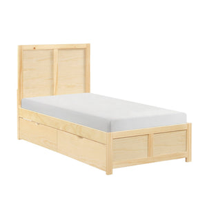 English Elm Contemporary Natural Pine Twin Bed Tall Headboard Slat Support Farmhouse Bedroom Frame B011S02460