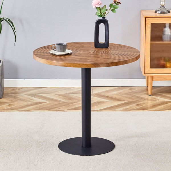 English Elm 31.5 Inch Round Dining Table Dark Grain Mdf Top Metal Base for Small Spaces Black,Wood W1151P235230
