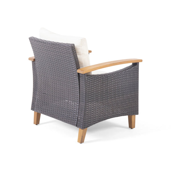 English Elm Christopher Knight Home® - ISLA Teak Chat Set with Acacia Wood Frame, Water-Resistant Cushions, Transitional Wicker Style Lounge 66579.00BRN