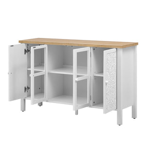 English Elm Vibe 47.2'' Retro Tv Stand For 43" Tvs - Stylish Media Console With Glass Doors & Secure Storage Solution N724P233371K-GIGA