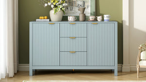English Elm U_Style Modern Wave-Front Sideboard - 3 Adjustable Shelves, Soft-Close Doors & Metal Handles, 3 Colors N711P269066C-GIGA