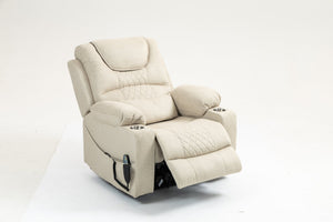 English Elm Lounge Electric Lift Recliner Chair With 180° Flat Lay, Dual Cup Holders & Soft Velvet Comfort W547S00049