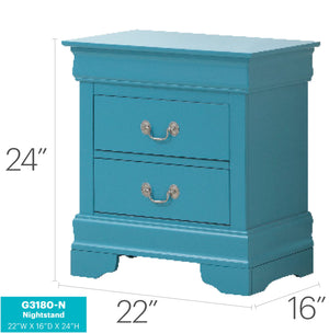 English Elm Charming Modern Nightstand with Rich Finish and Silver Hardware, Compact 2-Drawer Accent Table for Bedroom Teal 28 L x 24 W x 19 H B078118389