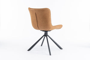 English Elm Mid-Century Modern Swivel Accent Chair Set Of 2 - Stylish, Durable Faux Leather Dining Chairs, Brown T3903P405996