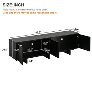 English Elm Retro Wood Grain Media Console Wavy Door Cabinet for Living Room Tvs 75 In N721P379534B