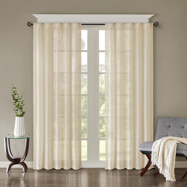English Elm Solid Crushed Curtain Panel Pair - Elegant Sheer Window Drapes For Bright, Airy Room Décor, 2 Pcs B03598167-GIGA