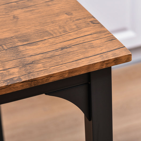 English Elm HOMCOM Industrial Counter Height Bar Table Set for 4 with Stools, Walnut MDF Top & Metal Frame (4) W2225S00045