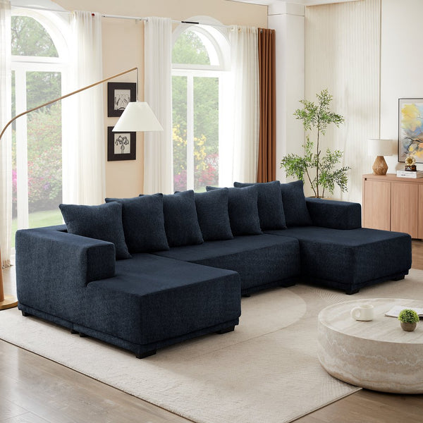English Elm Chenille U-Shaped Modular Sectional Sofa - Luxurious Cloud Couch For Stylish Living Room Comfort W2339S00015