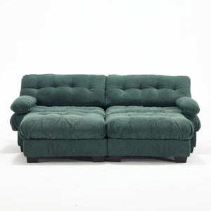 English Elm U Shaped Modular Sectional Sofa Flannelette Cloud Couch Deep Seat Plush Living Room Green W2120S00027