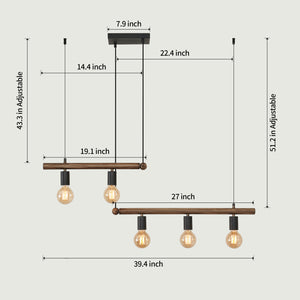 English Elm Macgregor 5-Light Bronze Linear Kitchen Island Pendant Light, Hand-Painted Iron, Dimmable Smart Tunable White T3177P284003