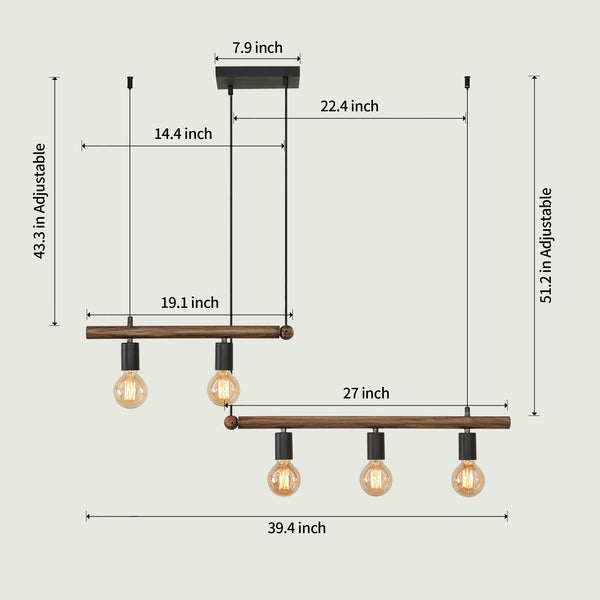 English Elm Macgregor 5-Light Bronze Linear Kitchen Island Pendant Light, Hand-Painted Iron, Dimmable Smart Tunable White T3177P284003