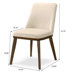 English Elm Ashcroft Furniture - Clove Mid-Century Beige Velvet Dining Chair Set of 2 with Solid Wood Legs — Stylish, Sturdy Seating B183P232088